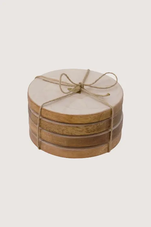 Zusss set van 4 onderzetters parelmoer hartje