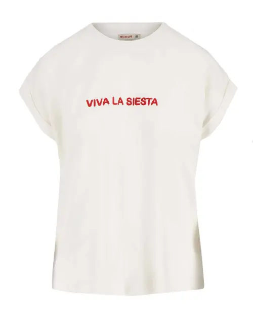Zusss t-shirt met opgerolde mouw wit