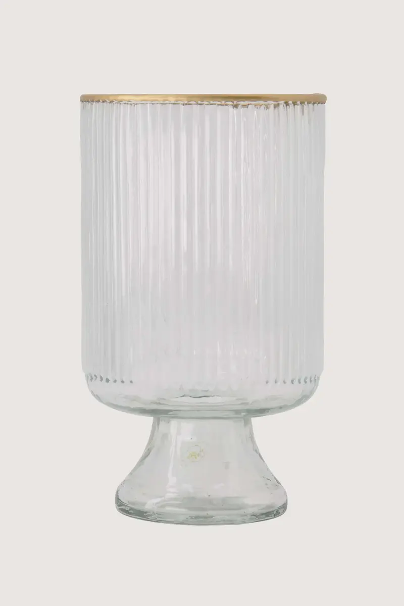 Zusss tafelvaas M op voet glas ribbel goud