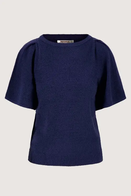 Zusss vlindermouw boothals top blauw