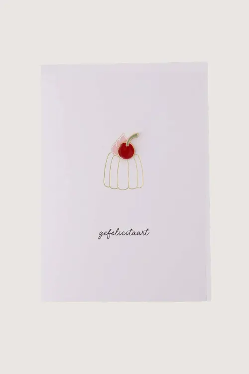Zusss wenskaart broche gefelicitaart rood